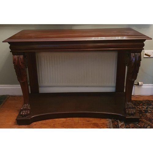 117 - A William 1Vth Mahogany Console/Hall Table with highly carved cabriole hairy paw front supports, flu... 