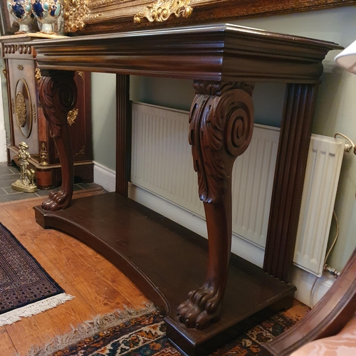 117 - A William 1Vth Mahogany Console/Hall Table with highly carved cabriole hairy paw front supports, flu... 