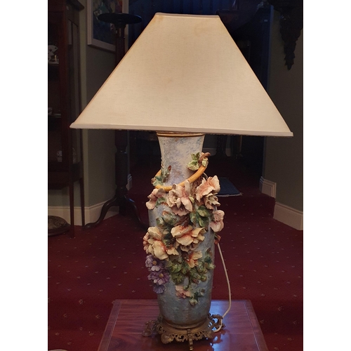 126 - A large 20th Century Majolica style Table Lamp. H 65 cm approx.