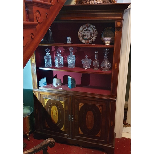 148 - A fantastic Edwardian Mahogany and Inlaid two door Bookcase with open top and twin panel doors set w... 