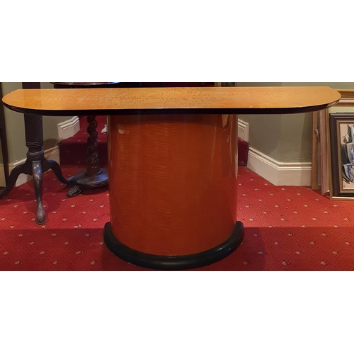 159 - A contemporary Art Deco style Satin Birch Console Table with ebony moulded base. 150 x 45 x H 73 cm ... 