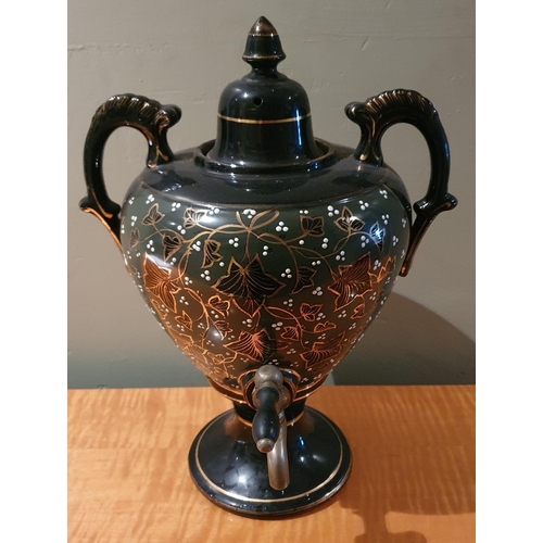 160 - A late 19th early 20th Century Tea Urn with brass knob H 35 cm approx, along with a classical bust.