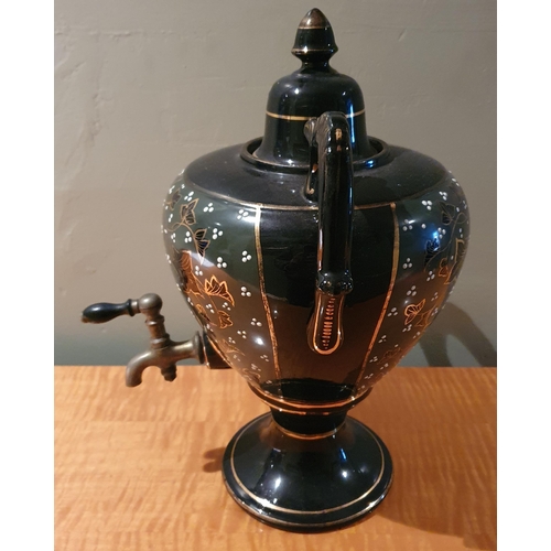 160 - A late 19th early 20th Century Tea Urn with brass knob H 35 cm approx, along with a classical bust.