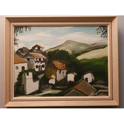 166 - Martin Monks. A 20th Century Oil on Board of a Cyprus village scene. Signed LR and dated March 1985.... 