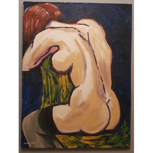 169 - Martin Monks. A 20th Century Oil on Board of a nude Woman sitting on a chair. Signed LL and dated '8... 