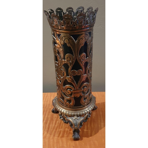 188 - A 19th early 20th Century Brass Vase with pierced outline. Diam.12  x 32 cm approx.