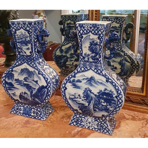 196 - A pair of Oriental Vases with blue ground. W 20 x H 33 cm approx.