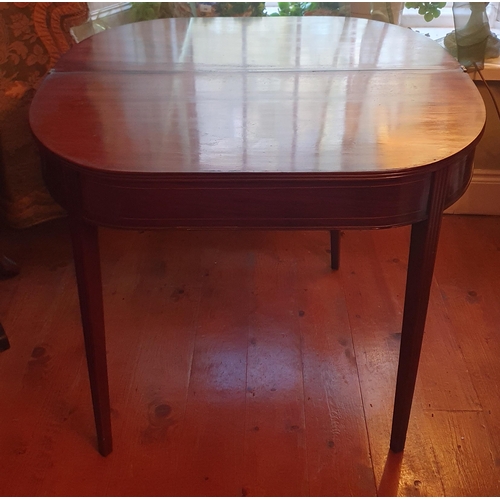 23 - A good Regency Mahogany Foldover Tea Table with inlaid top and reeded outline. 90 x 180 x H 73 cm ap... 