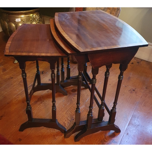 26 - A lovely set of Edwardian Mahogany and Veneered Nest of three Tables with bow shaped outline and tur... 