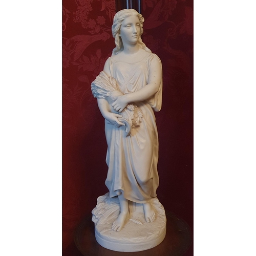 36 - A really good Copeland Parian ware Figure of a Lady holding a sheaf of wheat depicting Autumn. by L ... 