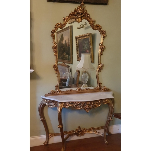 62 - A good 20th Century Timber and Plaster Gilt Console Table and Mirror with carved pierced outline and... 