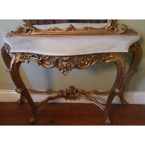 62 - A good 20th Century Timber and Plaster Gilt Console Table and Mirror with carved pierced outline and... 