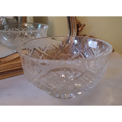 66 - A large Waterford Crystal Centre Bowl along with two Irish crystal decanters and a silverplated tray... 