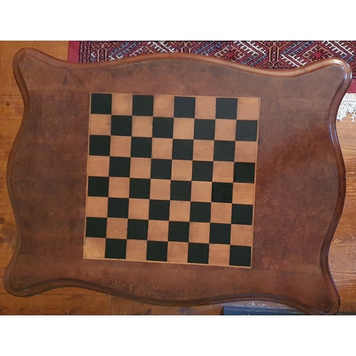 68 - A fantastic 19th Century Walnut Games Table with chessboard top on turned support and carved quatref... 