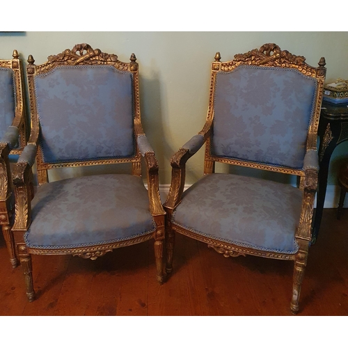 71 - A good late 20th Century Timber and Plaster Gilt four piece Suite to include a three seater couch an... 