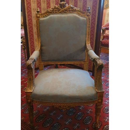 71 - A good late 20th Century Timber and Plaster Gilt four piece Suite to include a three seater couch an... 