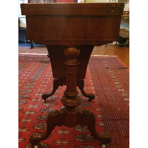 77 - A really good 19th Century Walnut and Burr Walnut Work Table with foldover games interior and single... 