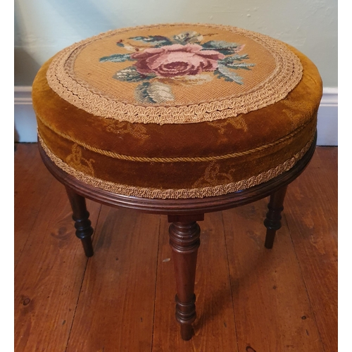 88 - A good 19th Century Mahogany showframe circular Stool with tapestry upholstered top. Diam. 41 x H 40... 