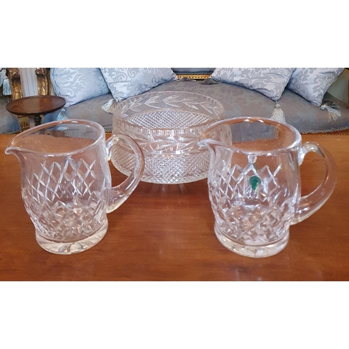 97 - A pair of Waterford Crystal Water Jugs along with a bowl.