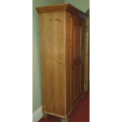 235 - A 19th Century striped Pine single door Linen Cupboard. 119 x 53 x H 181 cm approx.