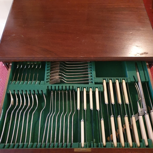 243 - A superb cased set of Walker & Hall Cutlery in its original twin drawer case on square tapered suppo... 