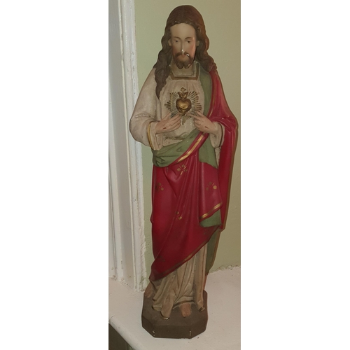 246 - A 19th Century Plaster Statue of Jesus. H 50 cm approx.