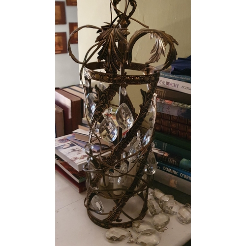 249 - A good pair of Brass and Crystal hanging Lanterns. Purchased by the vendor in New York many years ag... 