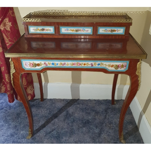 267 - A 20th Century Rosewood Bonheur Du Jour, Ladies Writing Desk, with Sevres style panel doors and gall... 