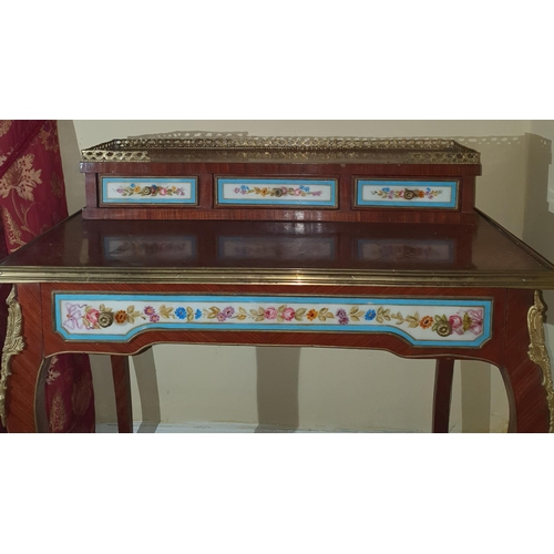 267 - A 20th Century Rosewood Bonheur Du Jour, Ladies Writing Desk, with Sevres style panel doors and gall... 