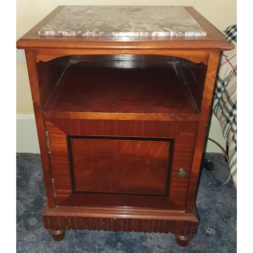 272 - A lovely pair of early 20th Century Mahogany Bedside Cabinets with ebonised inlaid door and ribbed f... 