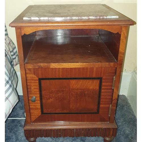 272 - A lovely pair of early 20th Century Mahogany Bedside Cabinets with ebonised inlaid door and ribbed f... 