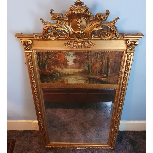 310 - A good early 20th Century Overmantel Mirror with bevelled mirror glass and cartouche pediment top wi... 