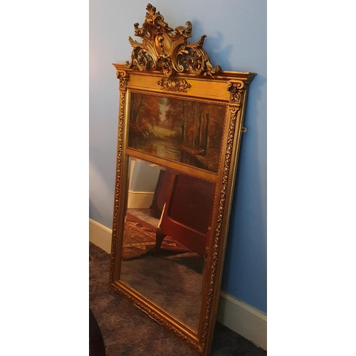 310 - A good early 20th Century Overmantel Mirror with bevelled mirror glass and cartouche pediment top wi... 