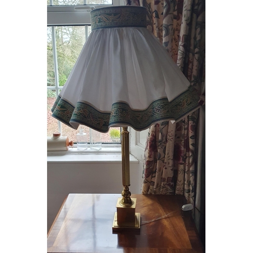 385 - A pair of 20th Century Brass Table Lamps with shades. H 50 cm approx.