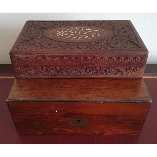 339 - Two 19th Century Walnut Boxes. 26 x 20 x 10 and 25 x 15 x H 6 cm approx.