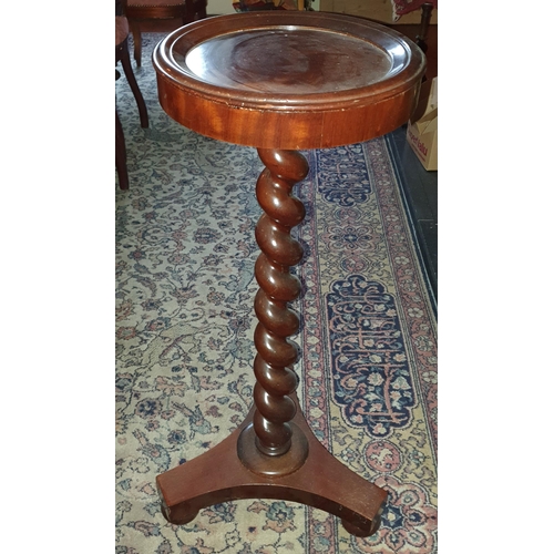 497 - A good pair of 19th Century Mahogany lamp/urn Tables on barley twist supports and platform bases. D ... 