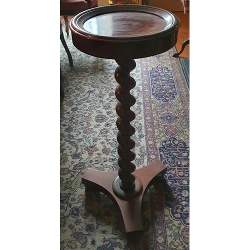 497 - A good pair of 19th Century Mahogany lamp/urn Tables on barley twist supports and platform bases. D ... 