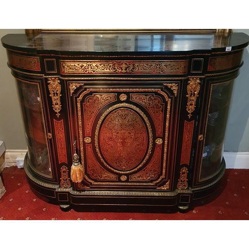 503 - A fantastic large late 19th early 20th Century Boulle Cabinet profusely inlaid with tortoise and bra... 