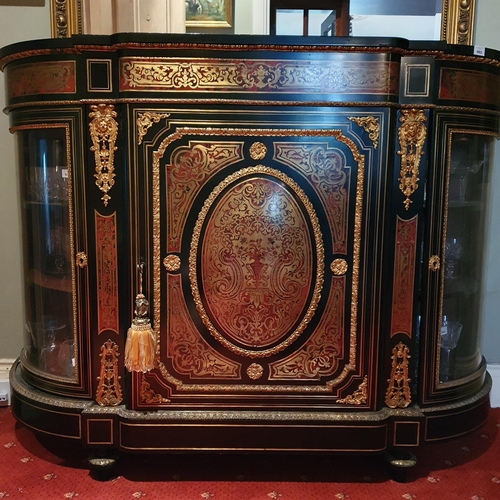 503 - A fantastic large late 19th early 20th Century Boulle Cabinet profusely inlaid with tortoise and bra... 