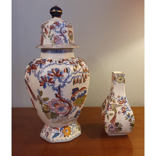 537 - A 19th Century Masons Ginger Pot along with a bud vase. H 29 and 16 cm approx.