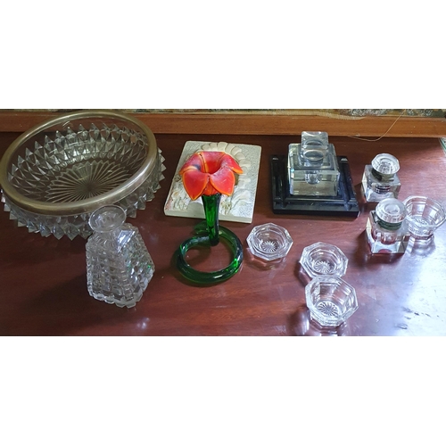 783 - A good quantity of Items to include Crystal, ink pots , glass etc.