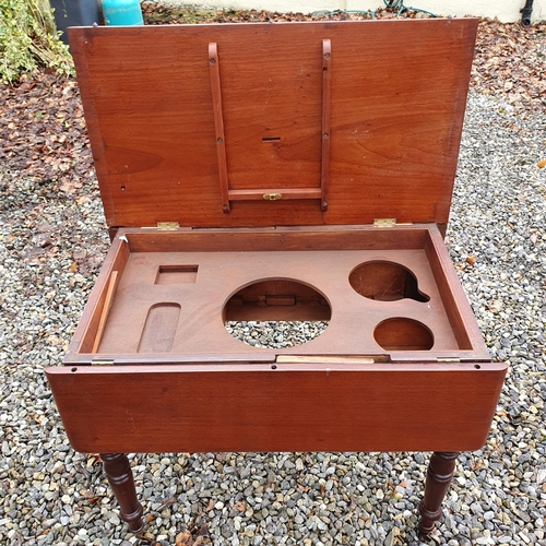 794 - An unusual 19th Century Dining Table with washing insert, on turned supports. W 91 x102 x H 74 cm ap... 