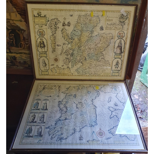 802 - Two coloured Maps. The Kingdom of Ireland and The Kingdom of Scotland. 45 x 57 cm approx.