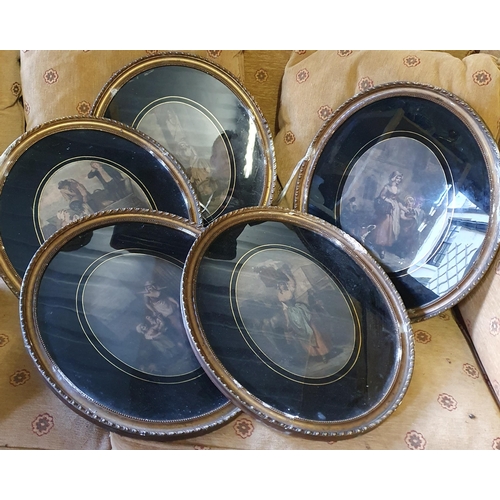 804 - A set of five 19th Century Cries of London in original oval frames with eglomise glass. 44 x 38 cm a... 