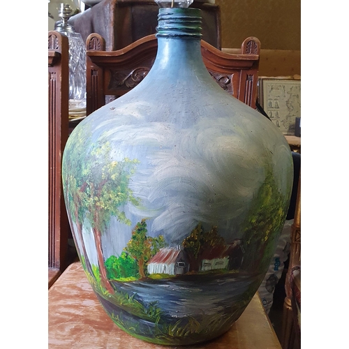 865 - A large hand painted Terracotta bulbous Pot.