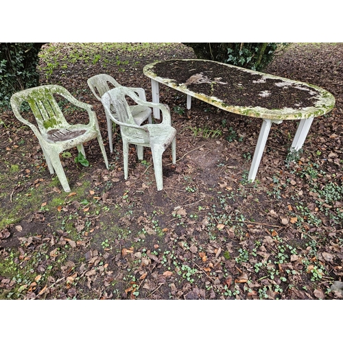 1013 - Two Plastic circular Tables along with three Chairs.