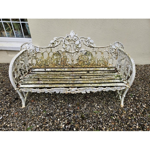 A lovely 19th Century Cast Iron Bench of heavy form with oak leaf decorated outline. W 168 cm approx.