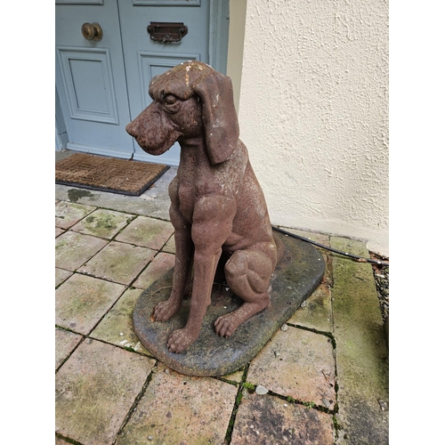 1022 - A lovely pair of Cast Iron Hounds. H 74 cm approx.