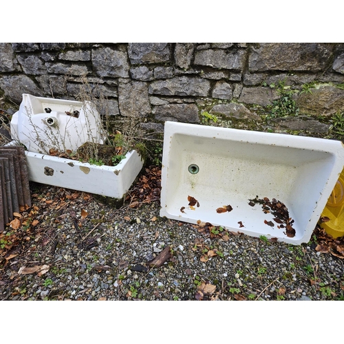 1034 - Three Belfast Sinks along with another sink. 92 x 67 and 92 x 53 cm approx.