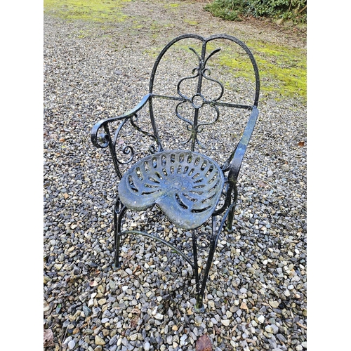 1042 - An unusual Cast Iron Garden Chair with tractor seat.